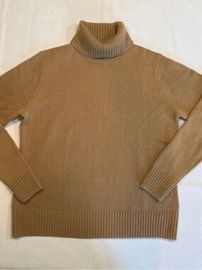 Brooks Brothers Pure Cashmere Turtleneck Sweater Camel Tan Beige Women's XL